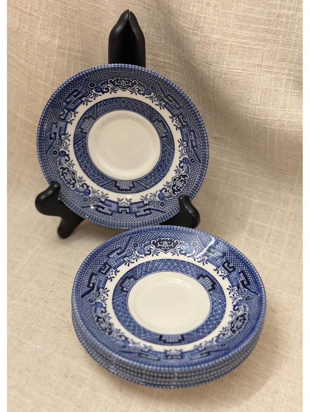 Set of 6 Vintage Churchill Blue Willow 5.25" Tea Saucers Dessert Plates England